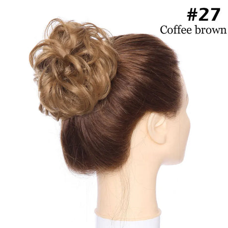 Curly Chignon Women Drawstring Ponytail Hairpieces Synthetic  Hair coffee brown