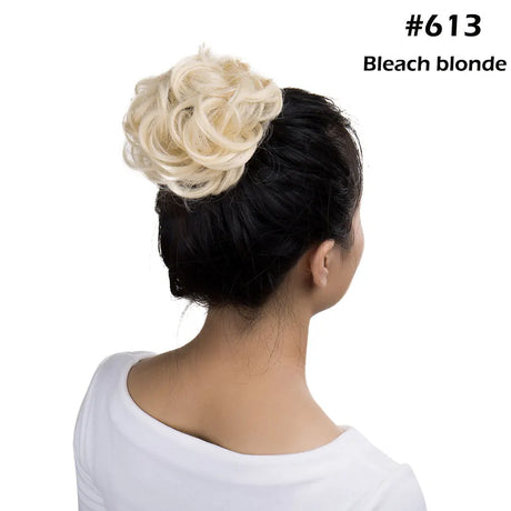 Curly Chignon Women Drawstring Ponytail Hairpieces Synthetic  Hair bleach brown