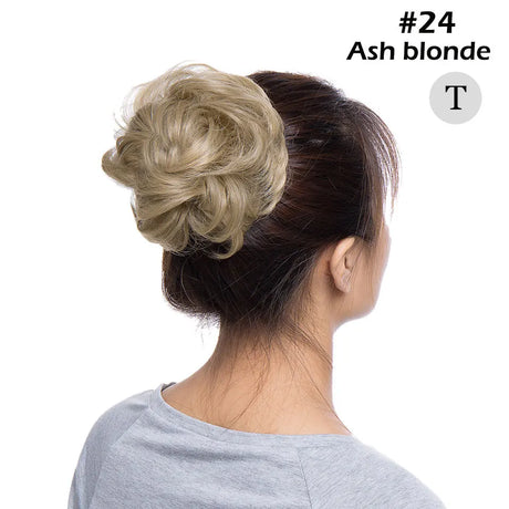 Curly Chignon Women Drawstring Ponytail Hairpieces Synthetic  Hair ash blonde