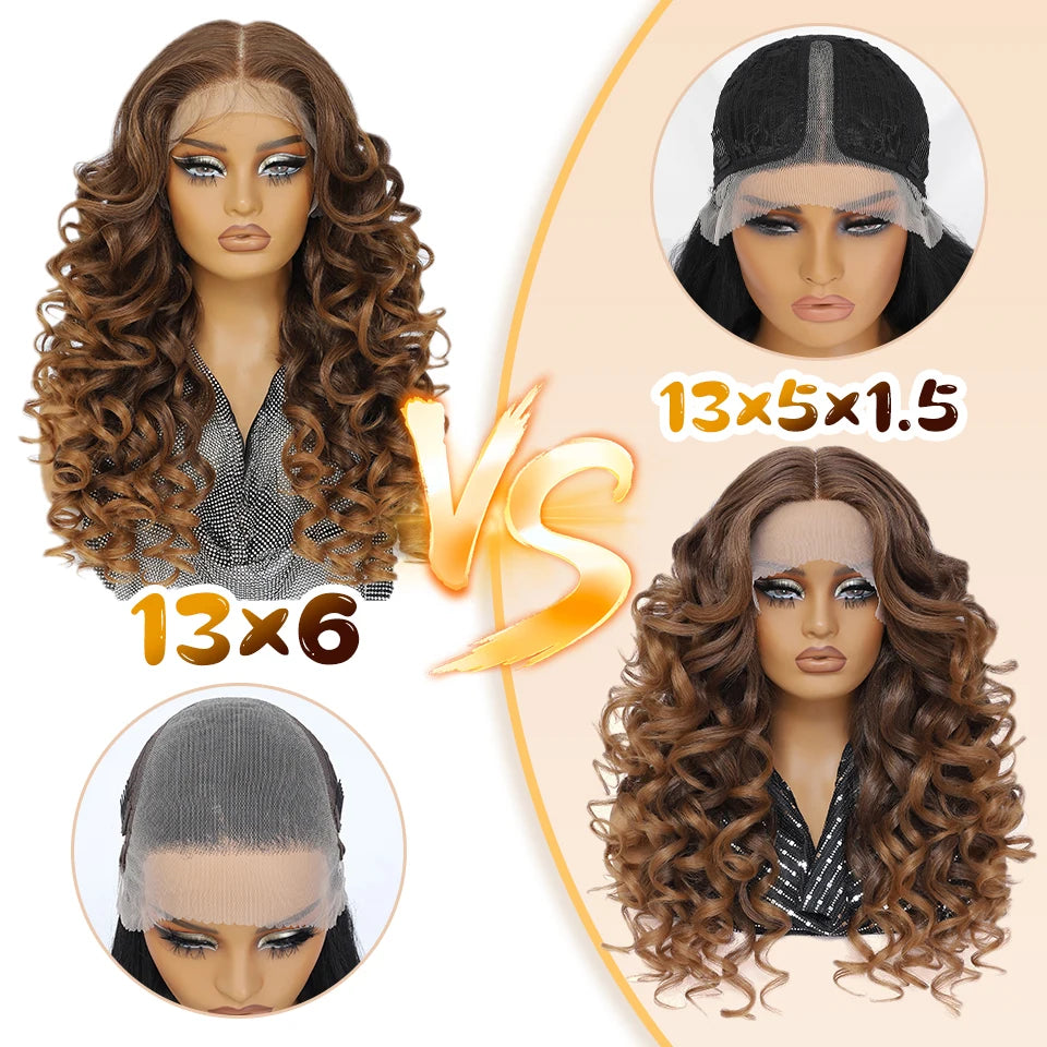Curly Lace Front with Bangs Synthetic Wig
