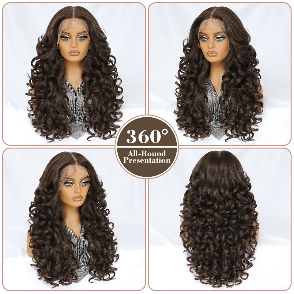Curly Lace Front with Bangs Synthetic Wig