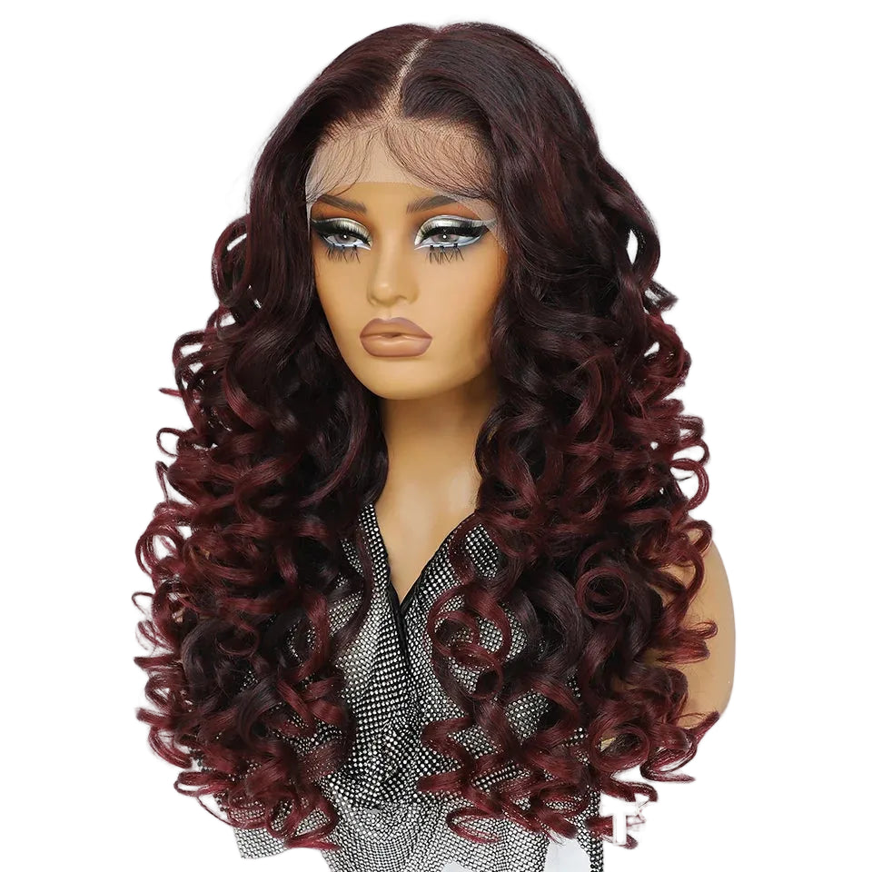 Curly Lace Front with Bangs Synthetic Wig