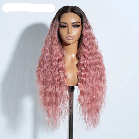 Curly Synthetic Lace Front Wig pink