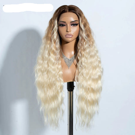 Curly Synthetic Lace Front Wig brown white