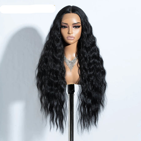 Curly Synthetic Lace Front Wig black