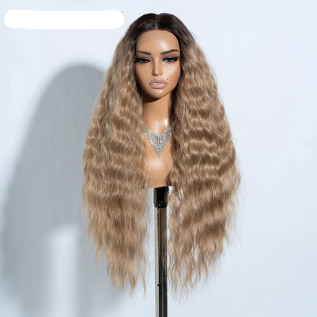 Curly Synthetic Lace Front Wig black blonde
