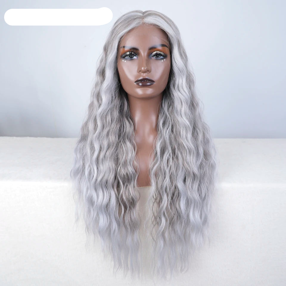 Curly Synthetic Lace Front Wig grey