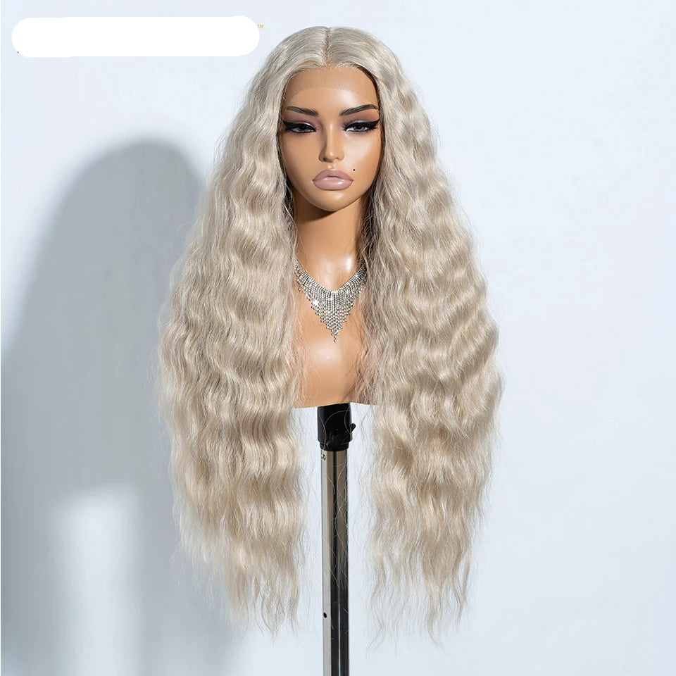 Curly Synthetic Lace Front Wig white