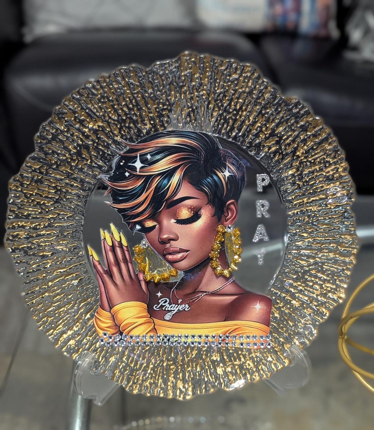 Custom Prayer Gold Display Charger