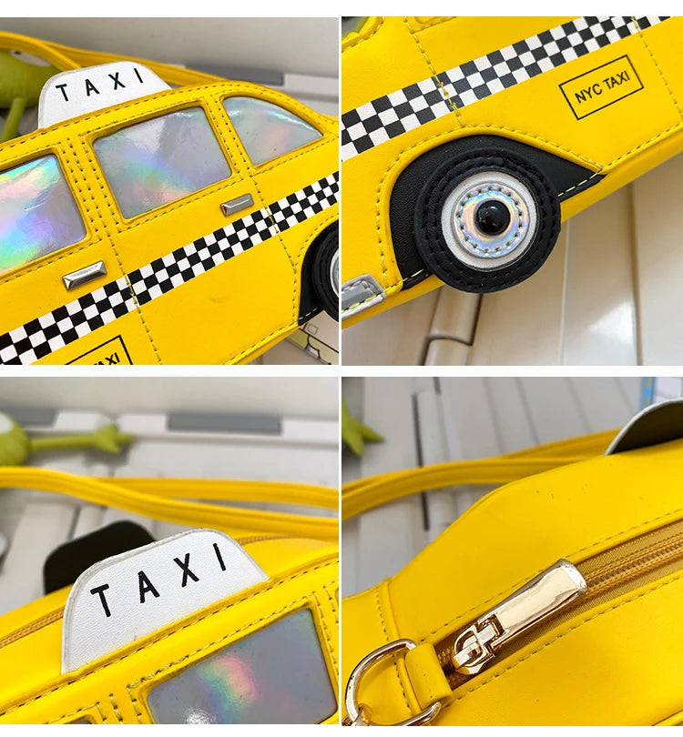 Parts of Cute Cartoon Yellow Taxi Shape Shoulder Bag