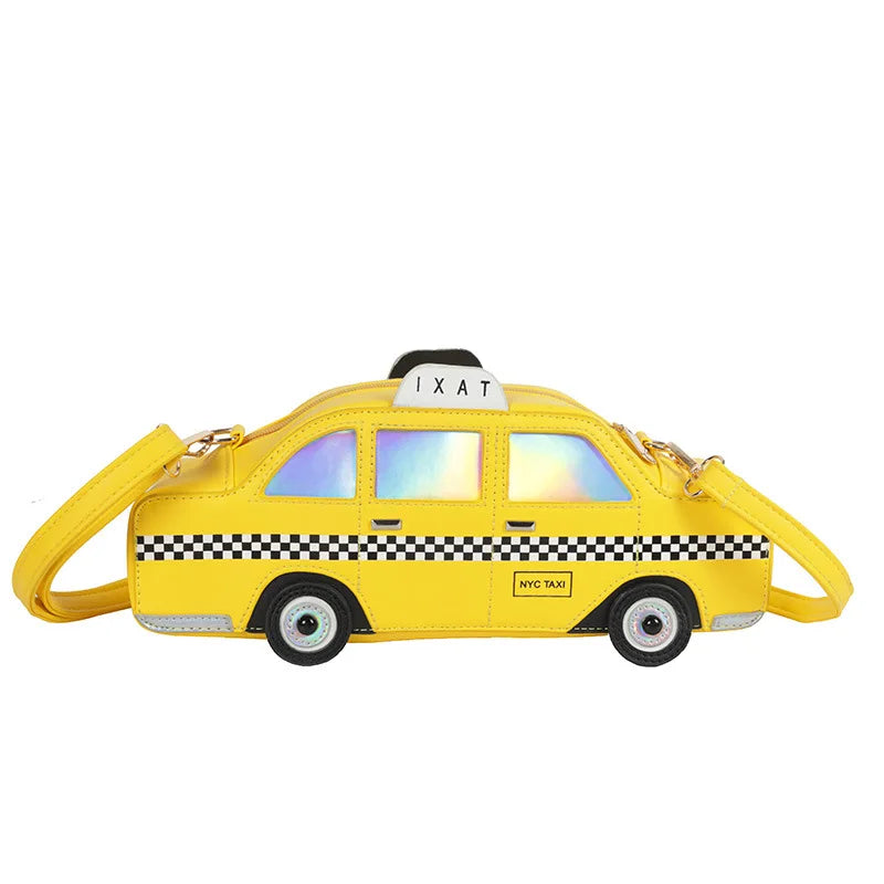 Cute Cartoon Yellow Taxi Shape Shoulder Bag