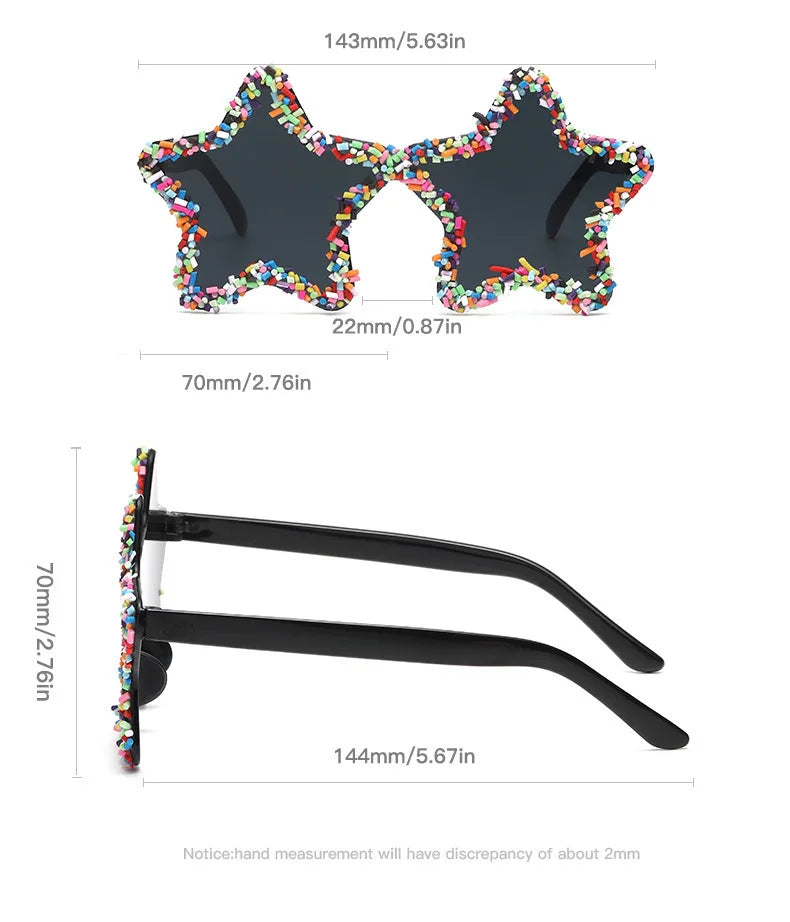 Size of Cute Fashion Colorful Star Shape Sunglasses