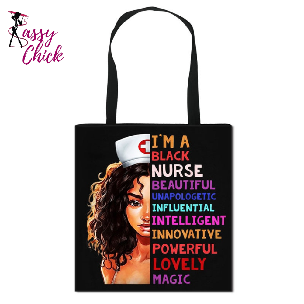 Cute Printed Tote Bag Sassy Chick Logo