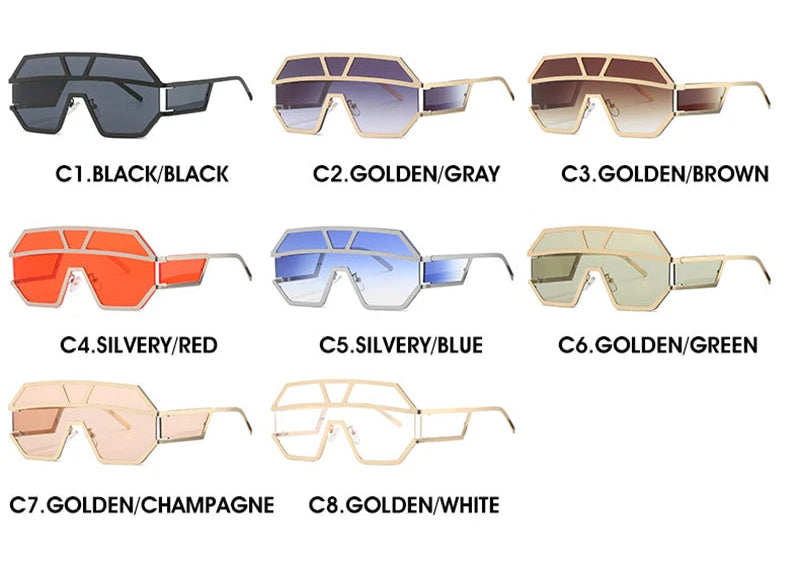 Collection of Cyberpunk Oversized Big Frame UV400 Sunglasses