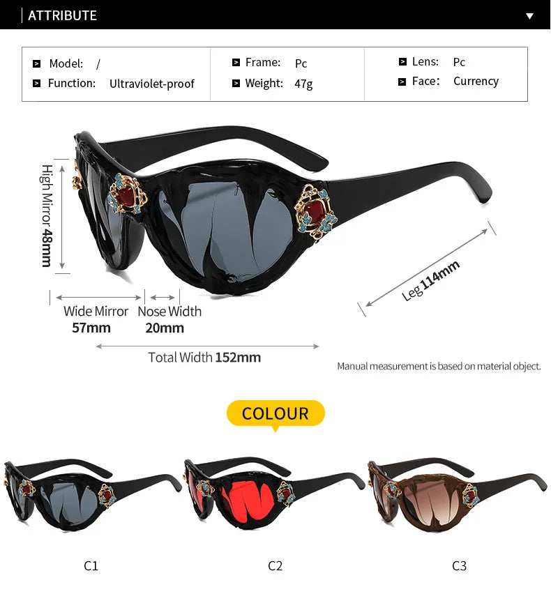 Details of Dark Retro Gem Embellished Gothic Baroque Sunglasses