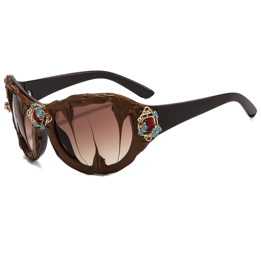 Dark Retro Gem Embellished Gothic Baroque Sunglasses