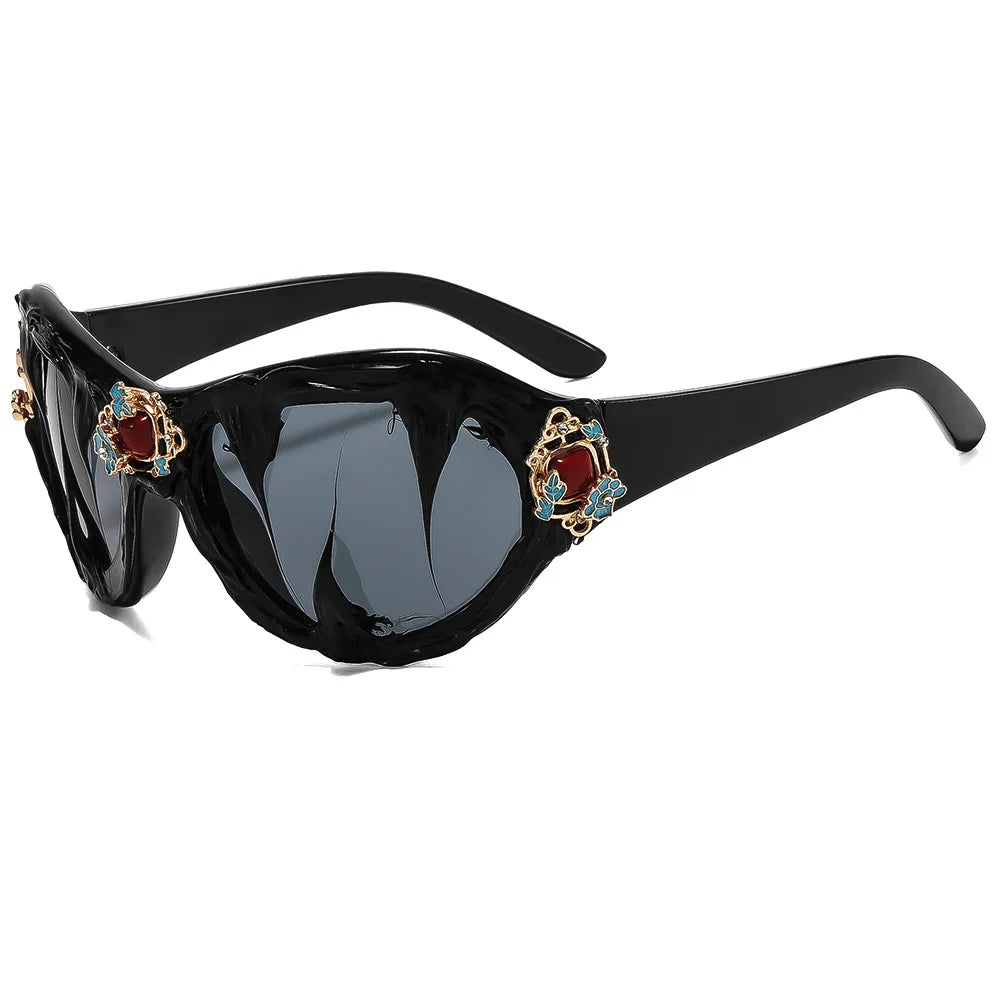 Dark Retro Gem Embellished Gothic Baroque Sunglasses