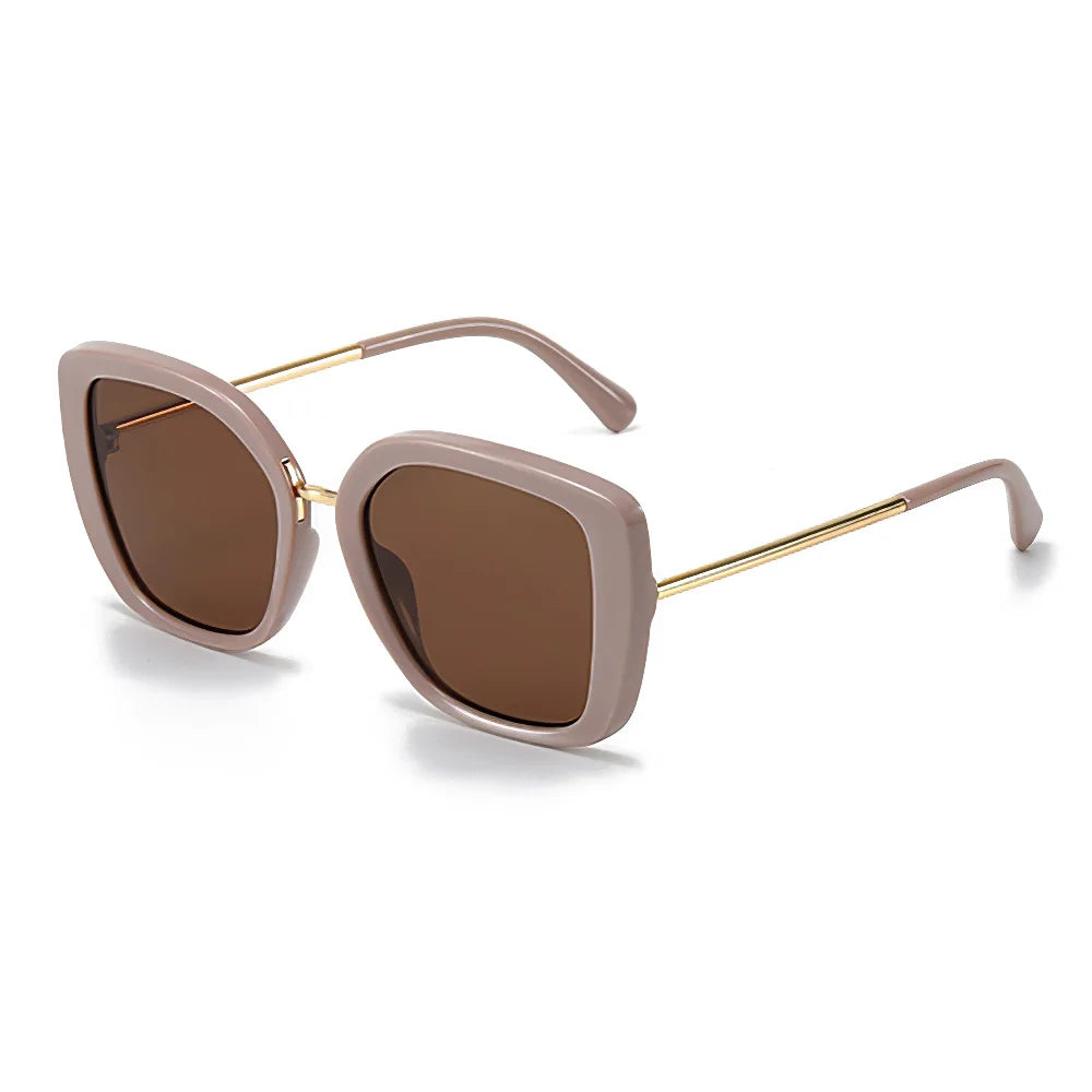 beige frame brown lens sunglasses
