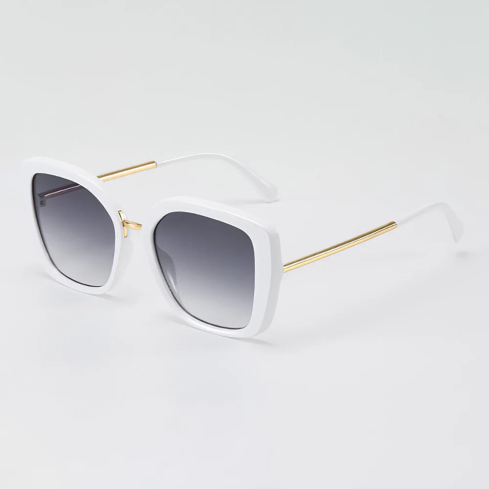 white frame gradient black lens sunglasses