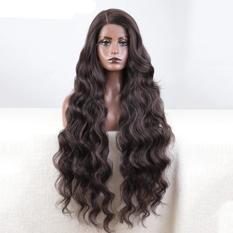 Deep Loose Wave Synthetic Wig 36 Inch dark brown