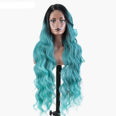 Deep Loose Wave Synthetic Wig 36 Inch black/ blue