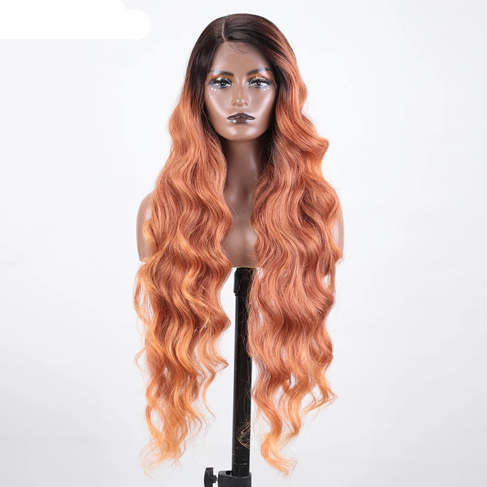 Deep Loose Wave Synthetic Wig 36 Inch black/ orange