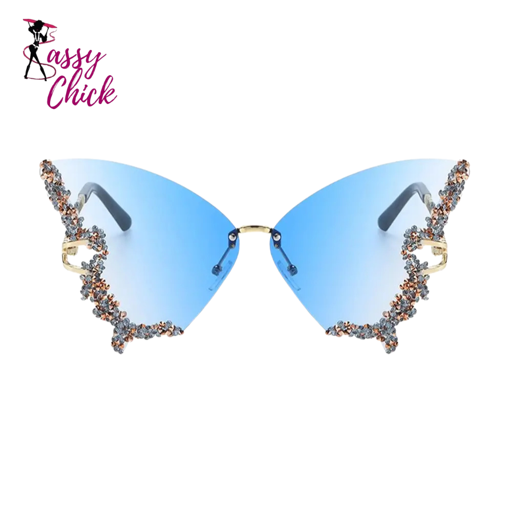 Diamond Butterfly  Rhinestone Sunglasses Sassy Chick Logo