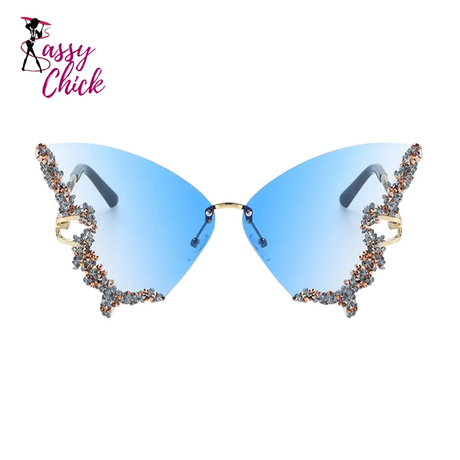Diamond Butterfly  Rhinestone Sunglasses Sassy Chick Logo