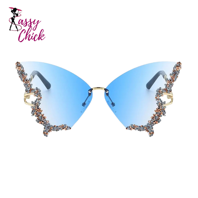 Diamond Butterfly  Rhinestone Sunglasses Sassy Chick Logo
