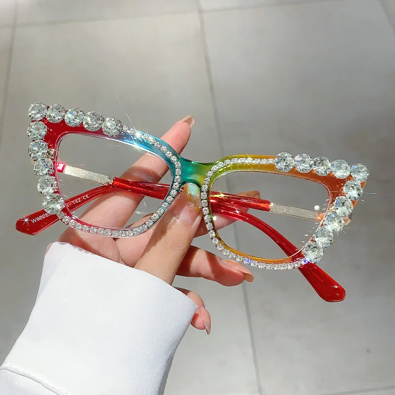 Diamond Frame Anti Blue Light Optical Glasses multi-color