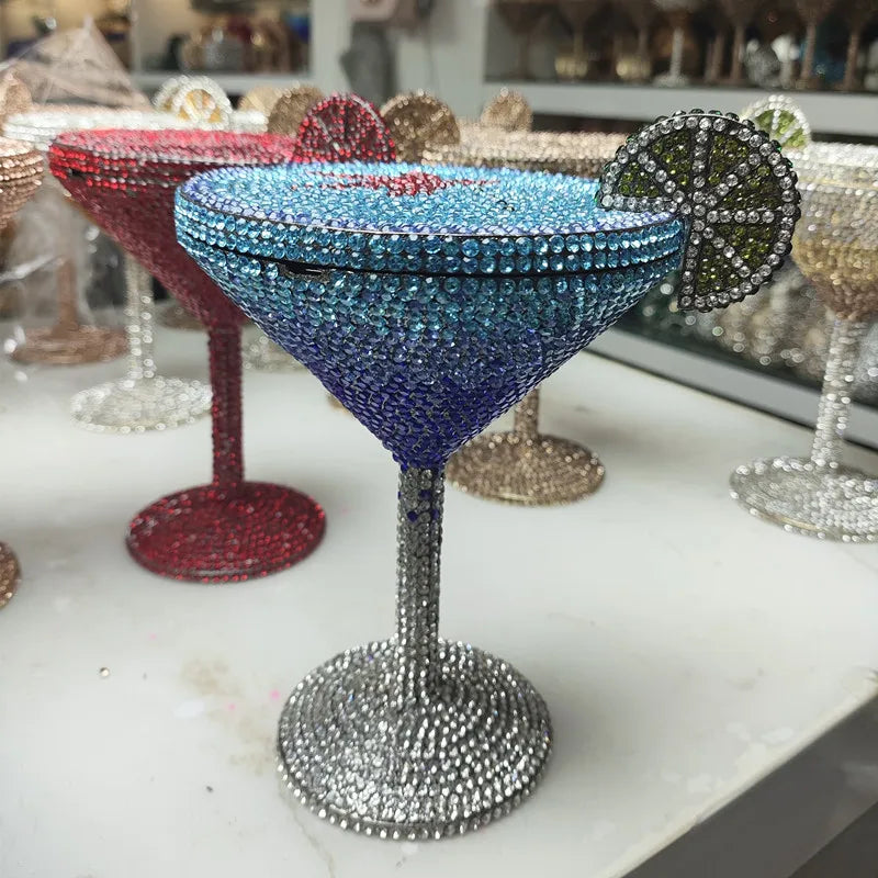 Blue Diamond Goblet Clutch Purse Luxury Handbag