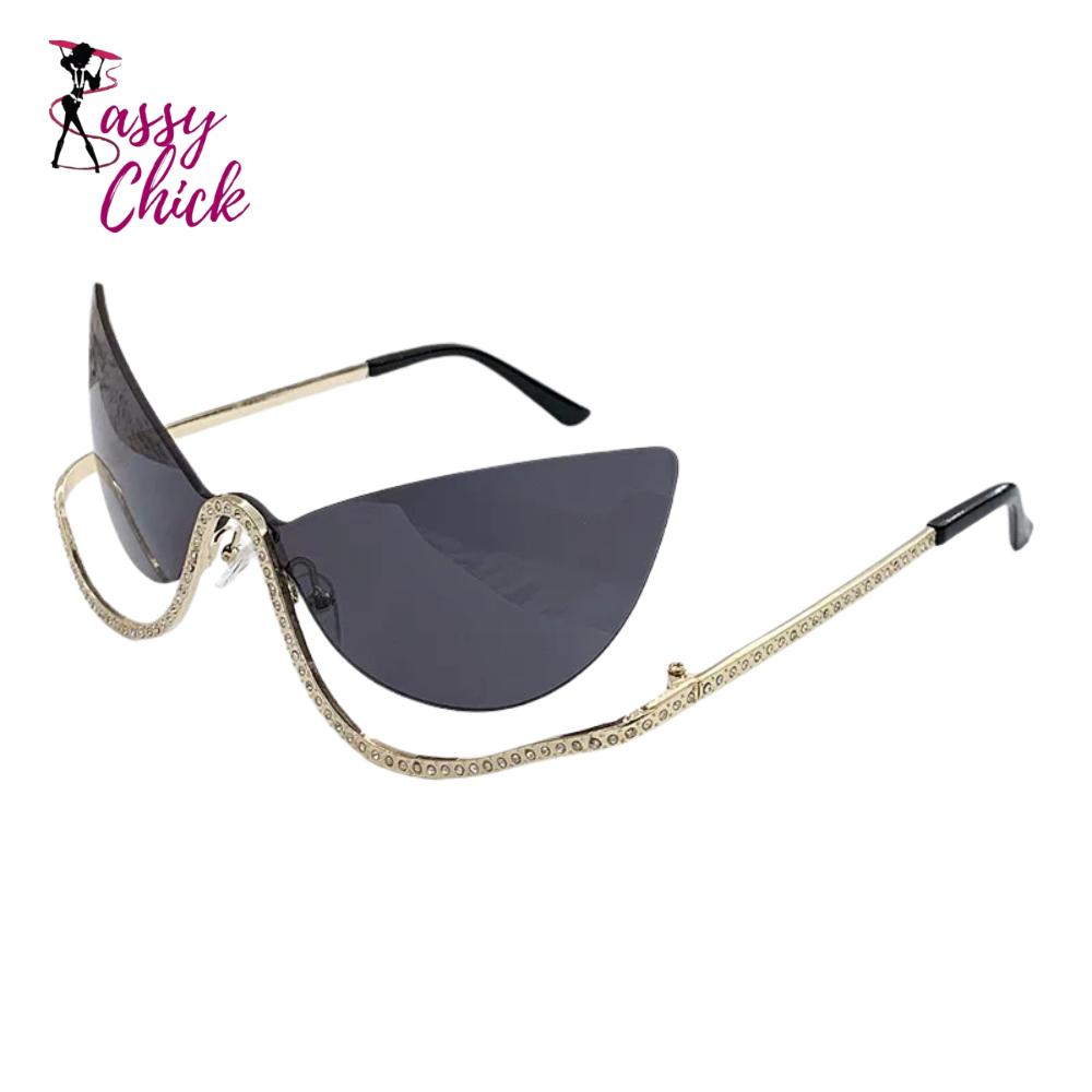 Diamonds Frameless Cat-Eye Sunglasses Sassy Chick Logo