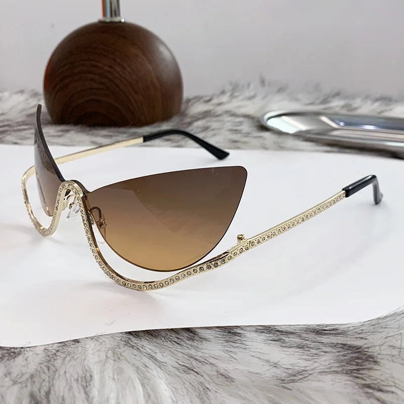 Diamonds Frameless Cat-Eye Sunglasses