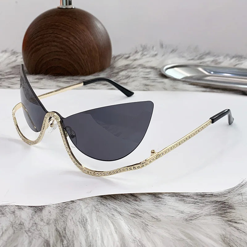 Black Diamonds Frameless Cat-Eye Sunglasses