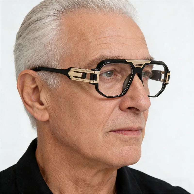 Model Using Double Bridge Anti Blue Light Reading Glasses