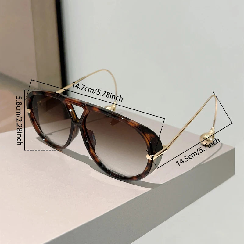 Size of Double Bridge Oversized Pilot Sunglasses