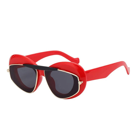 double frame geometric cat-eye sunglasses red