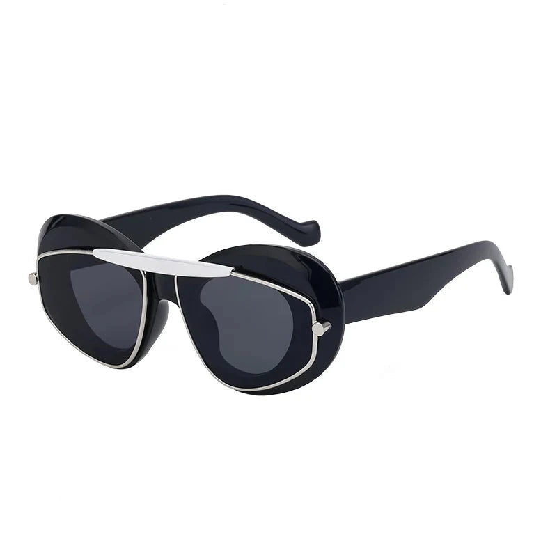double frame geometric cat-eye sunglasses black