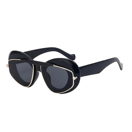 double frame geometric cat-eye sunglasses black