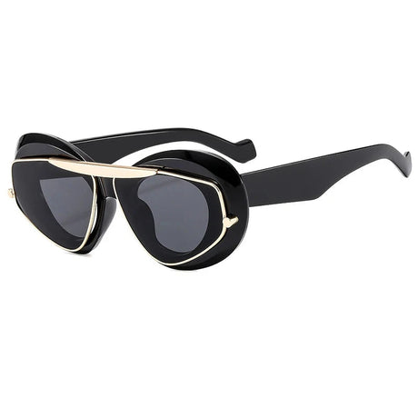 double frame geometric cat-eye sunglasses black