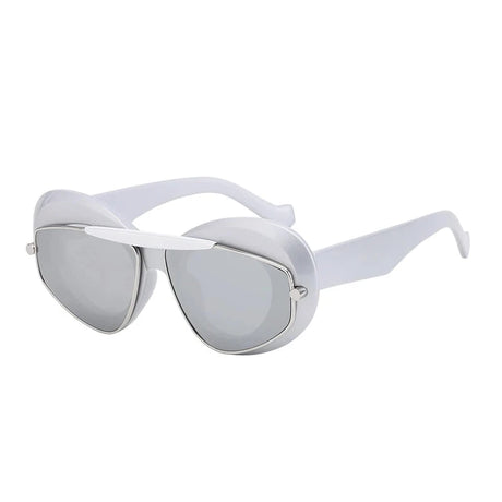 double frame geometric cat-eye sunglasses white