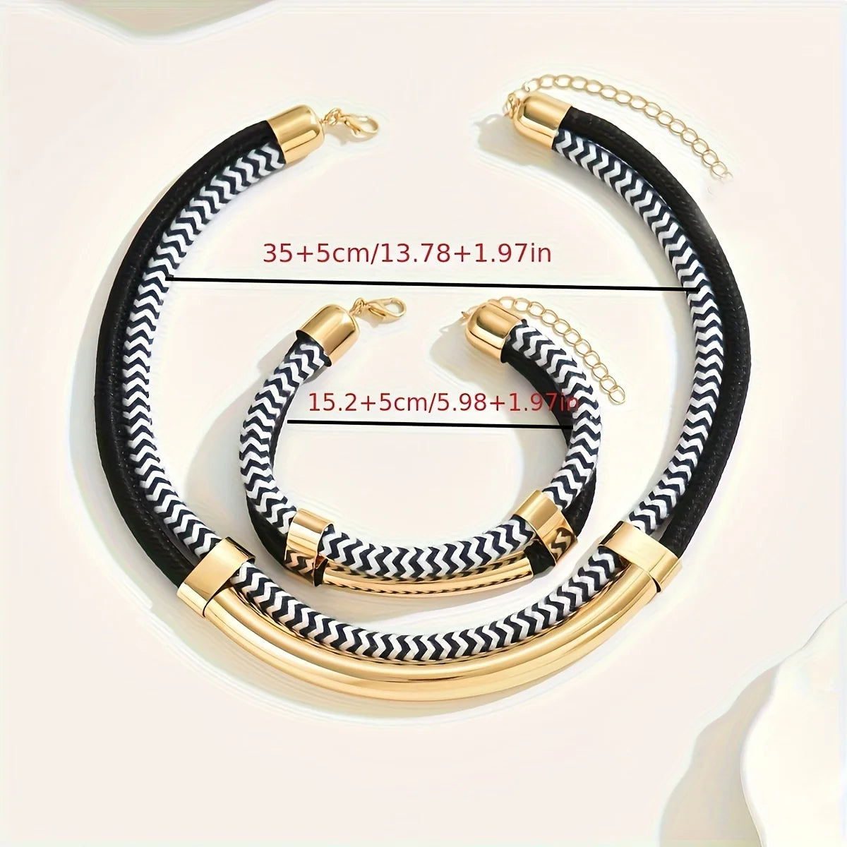 Size of Double Line Metal Tube Necklace and Bracelet