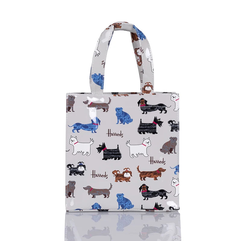 cats and dogs printed, grey eco friendly tote bag
