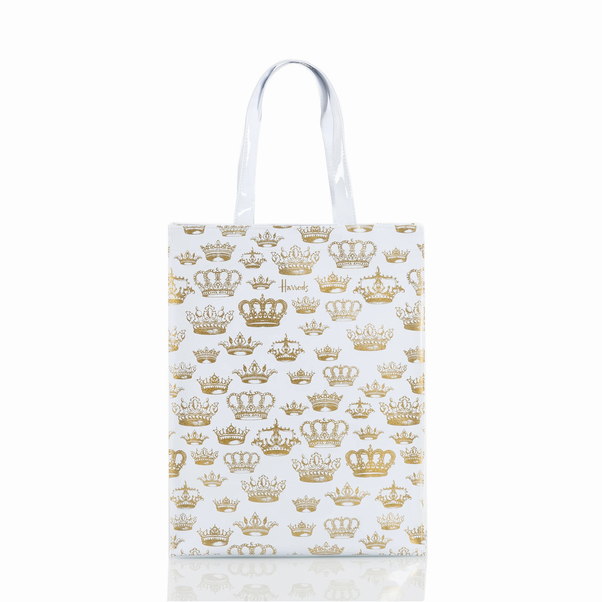 gold crowns printed design white tote bag