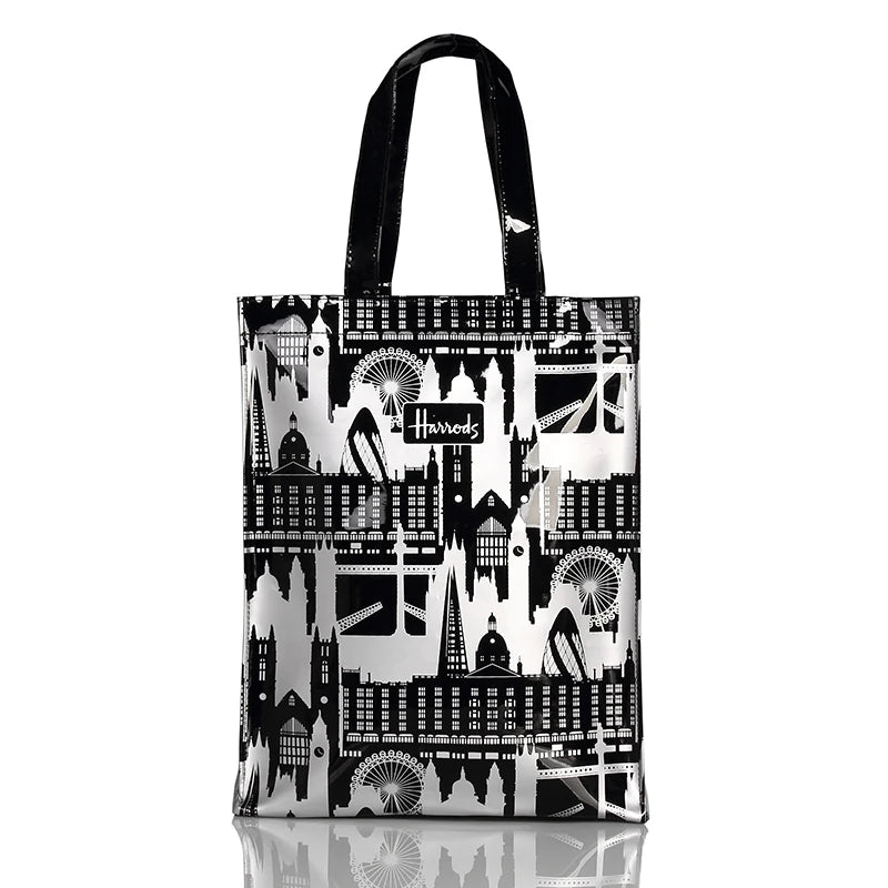 black and white printed design eco friendly tote bag