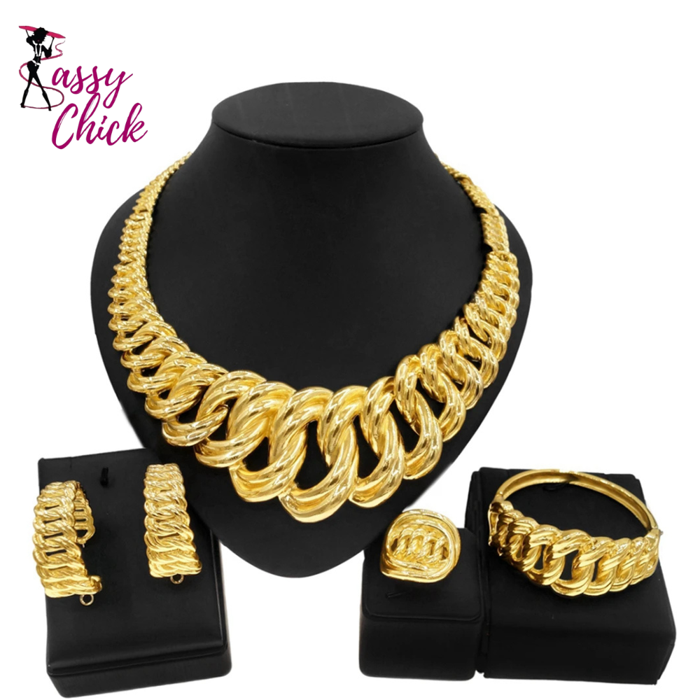 Electric Italy Gold Plated Jewelry Set Sassy Chick Logo