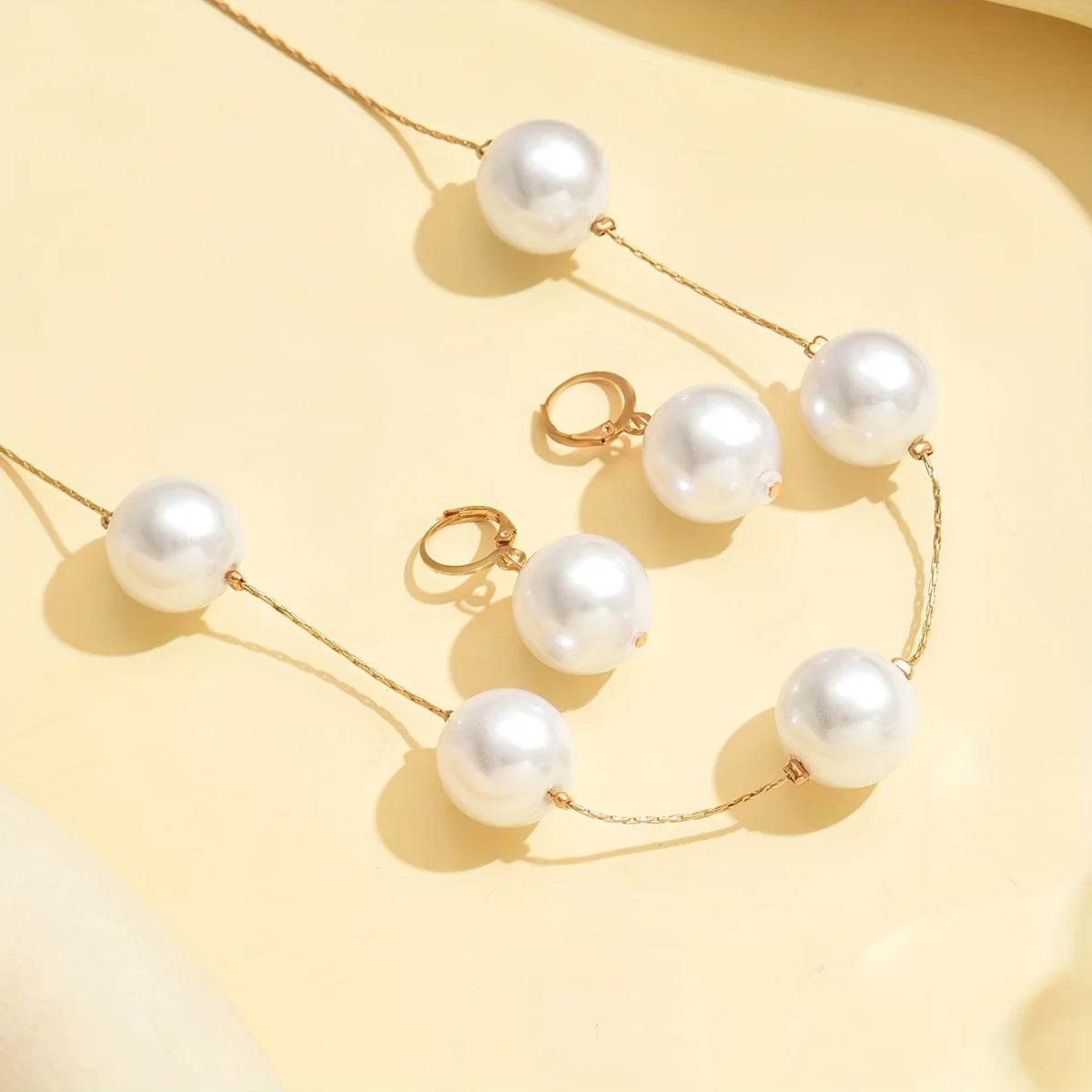 Elegant Acrylic Pearl Earrings & Necklace Set