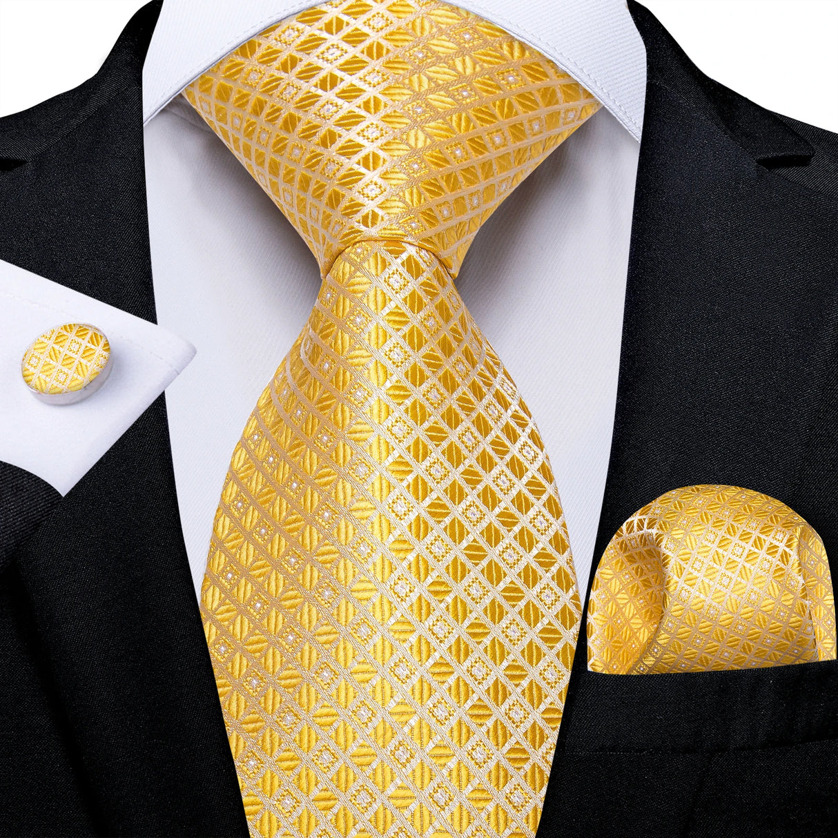 Elegant Beige Yellow Floral Plaid Paisley Men Ties