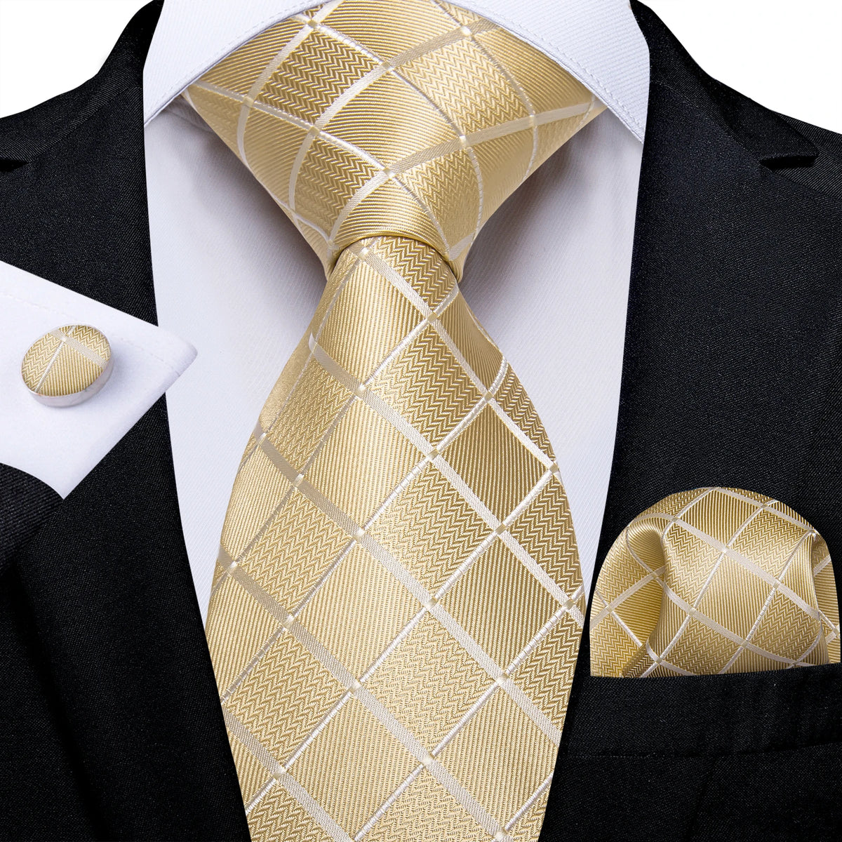 Elegant Beige Yellow Floral Plaid Paisley Men Ties