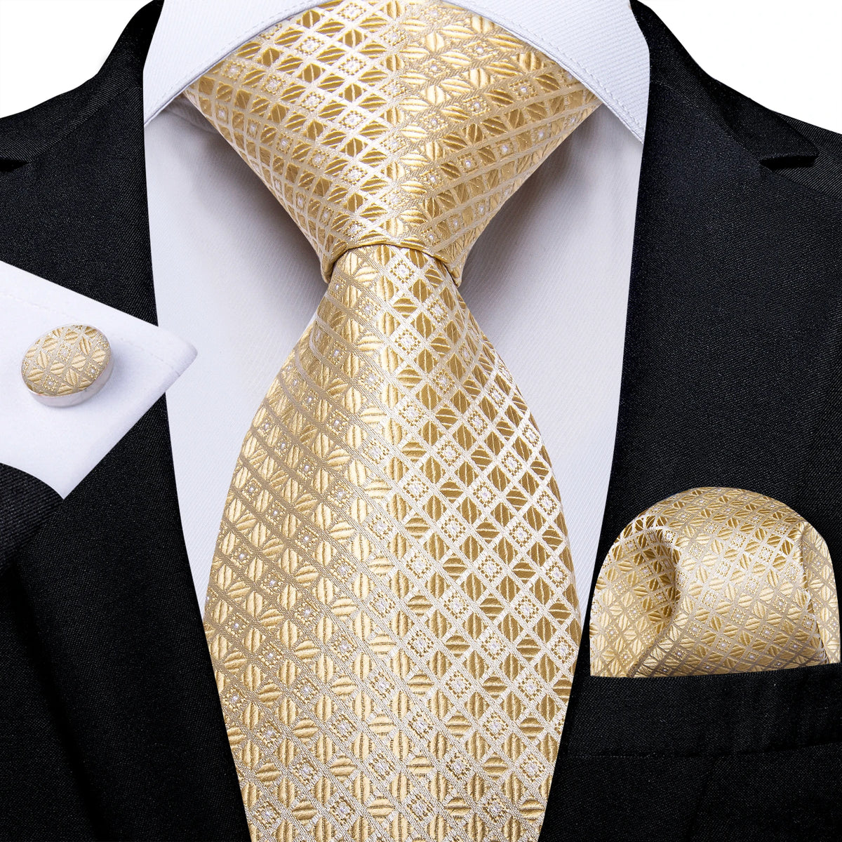 Elegant Beige Yellow Floral Plaid Paisley Men Ties